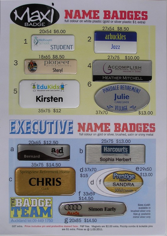 The Badge Team, Tim Leitch, Maxi & Exec Name Badge examples